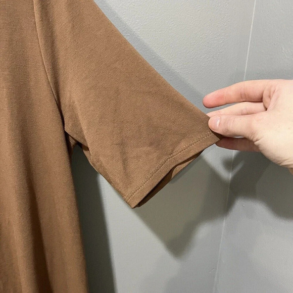 J Jill Wearever Colorblock Midi Dress Small Lycra Stretch Brown Black Lagenlook - Picture 4 of 7